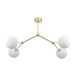 Złota lampa sufitowa do salonu - cztery białe szklane klosze kulki FAIRY GOLD 4xG9 - 6470