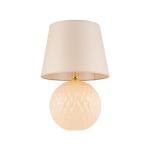 Elegancka, klasyczna lampa nocna wys. 60cm z podstawą w kolorze ecru i beżowym abażurem SANTANA ECRU 1xE27 - 5591
