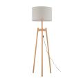 Stojąca lampa podłogowa z drewnianymi nogami i lnianym abażurem do wnętrz w stylu boho PEREZ LINEN 1xE27 TK Lighting