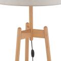 Stojąca lampa podłogowa z drewnianymi nogami i lnianym abażurem do wnętrz w stylu boho PEREZ LINEN 1xE27 TK Lighting