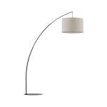 Wysoka 245cm lampa podłogowa z długim ramieniem z lnianym, szaro-beżowym kloszem MOBY NATURE 1xE27 - 5486