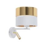 Kinkiet biało-złoty z włącznikami i spotem do czytania, idealny do sypialni w stylu hampton HILTON WHITE/GOLD E27+G9 - 5361