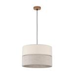 Lampa wisząca z szaro-beżowym abażurem i drewnianą rozetą, idealna nad stół do jadalni ECO 1xE27 - 5772