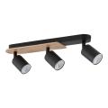 Nowoczesna, 3-punktowa lampa sufitowa z regulowanymi spotami do korytarza, minimalistyczny styl, drewniany detal COVER WOOD 4675 3xGU10 TK Lighting
