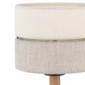 Lampka nocna z szaro-beżowym abażurem i drewnianym elementem do sypialni ECO 5596 1xE27 TK Lighting
