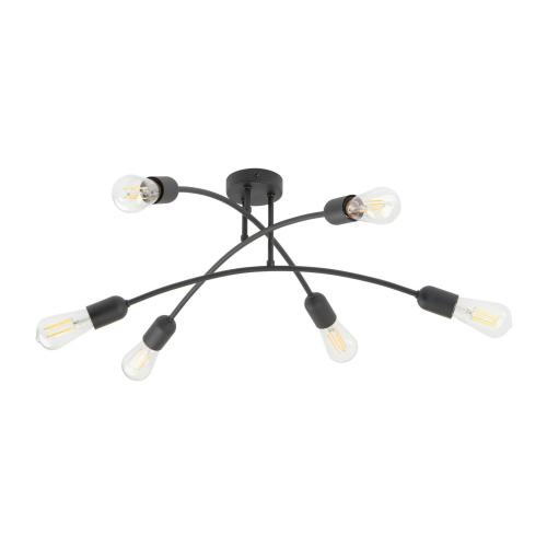 6-punktowa, czarna lampa sufitowa w stylu loftowym do salonu HELIX BLACK 4679 4xE27 TK Lighting