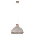 Lampa wisząca w stylu skandynawskim z metalowym, beżowym kloszem kopułą i drewnianym elementem CAP BEIGE 5664 TK Lighting