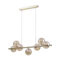 Złota lampa wisząca ze szklanymi kloszami kulkami w kolorze bursztynowym 7*G9 ESTERA GOLD 5668 TK Lighting