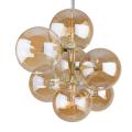 Złota lampa wisząca ze szklanymi kloszami kulkami w kolorze bursztynowym 7*G9 ESTERA GOLD 5668 TK Lighting