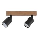 Lampa sufitowa z dwoma czarnymi spotami na drewnianej listwie TOP WOOD 2xGU10 - 3291