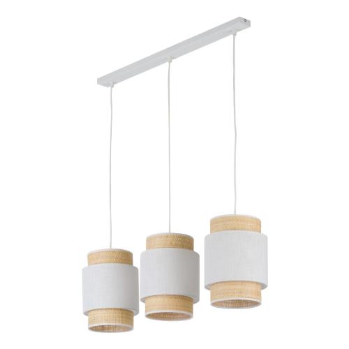 Lampa wisząca elegancka listwa ze słomkowymi abażurami nad wyspę kuchenną BOHO NEW WHITE 5654 TK Lighting