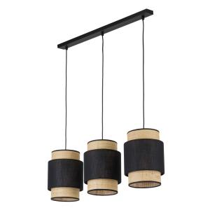 Lampa wisząca BOHO NEW 3 - punktowa Czarny / słomkowy - 5658