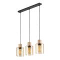Listwa z wiszącymi szklanymi kloszami ORSON drewniane elementy 3xE27 salon 4568 TK Lighting