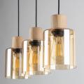 Listwa z wiszącymi szklanymi kloszami ORSON drewniane elementy 3xE27 salon 4568 TK Lighting