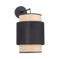 Stylowy kinkiet z abażurem i akcentem rafii idealny do salonu kolekcja BOHO NEW BLACK - 5651