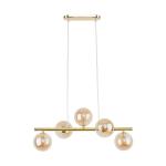 Złota lampa wisząca do jadalni w stylu glamour - pięć szklanych bursztynowych kloszy ESTERA GOLD 5xG9 - 4549