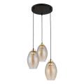 Lampa wisząca z trzema kloszami bursztynowe szklane rodzina SEBO 4634 TK Lighting