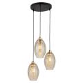 Lampa wisząca z trzema kloszami bursztynowe szklane rodzina SEBO 4634 TK Lighting