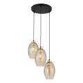 Lampa wisząca z trzema kloszami bursztynowe szklane rodzina SEBO 4634 TK Lighting