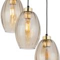 Lampa wisząca z trzema kloszami bursztynowe szklane rodzina SEBO 4634 TK Lighting