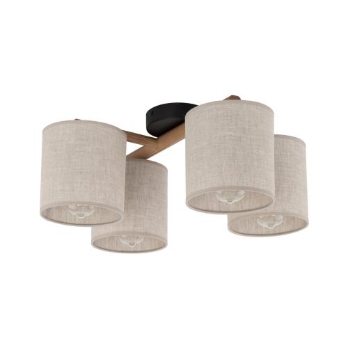 Klasyczna lampa sufitowa DEVA beżowe klosze z tkaniny 4xE27 do salonu 6866 TK Lighting